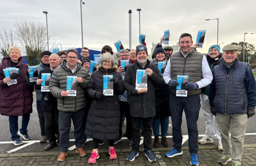 Delegation out canvassing with Julie Currie